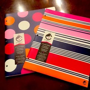 NWT StudioC set of two folders. Striped/polka dot.